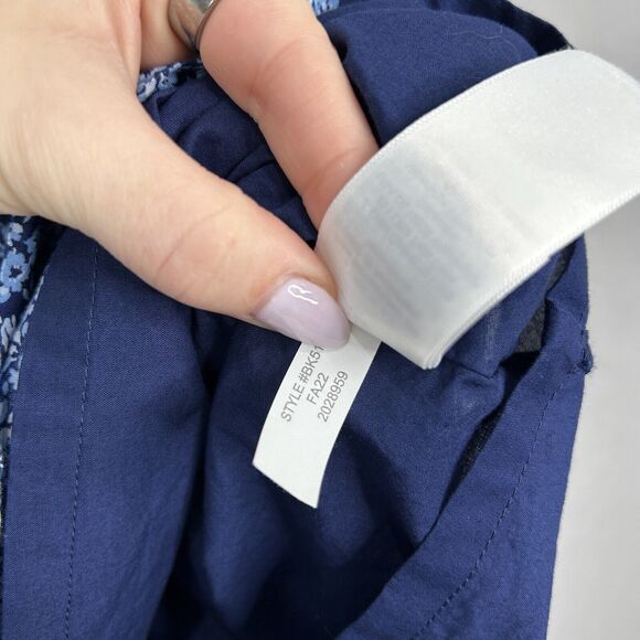 J.Crew Womens Dress Small Blue 100% Cotton Floral Puff Sleeve Belted Preppy Boho - Picture 14 of 15